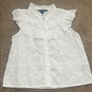 French Connection Button Up Eyelet Top